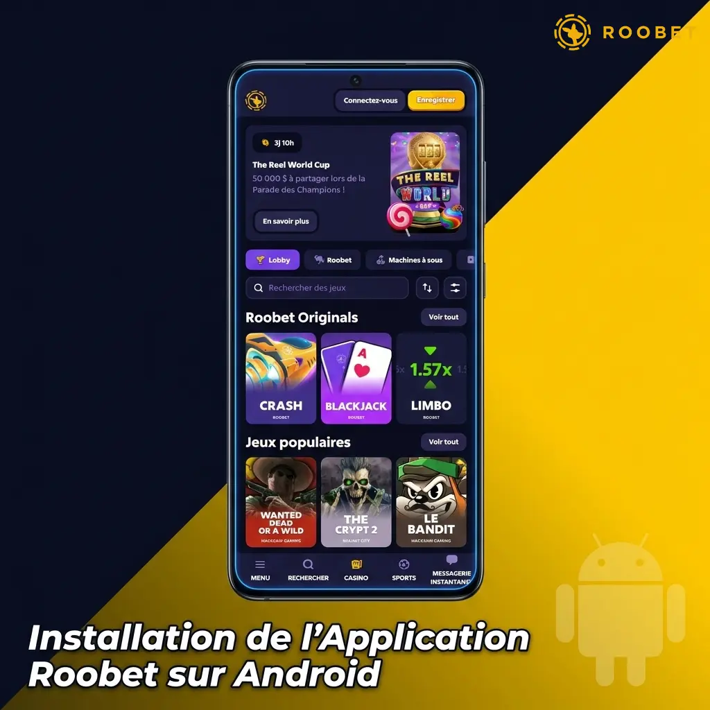 Installation de l'application Roobet sur Android via fichier APK pour appareils Android 6.0 et versions ultérieures